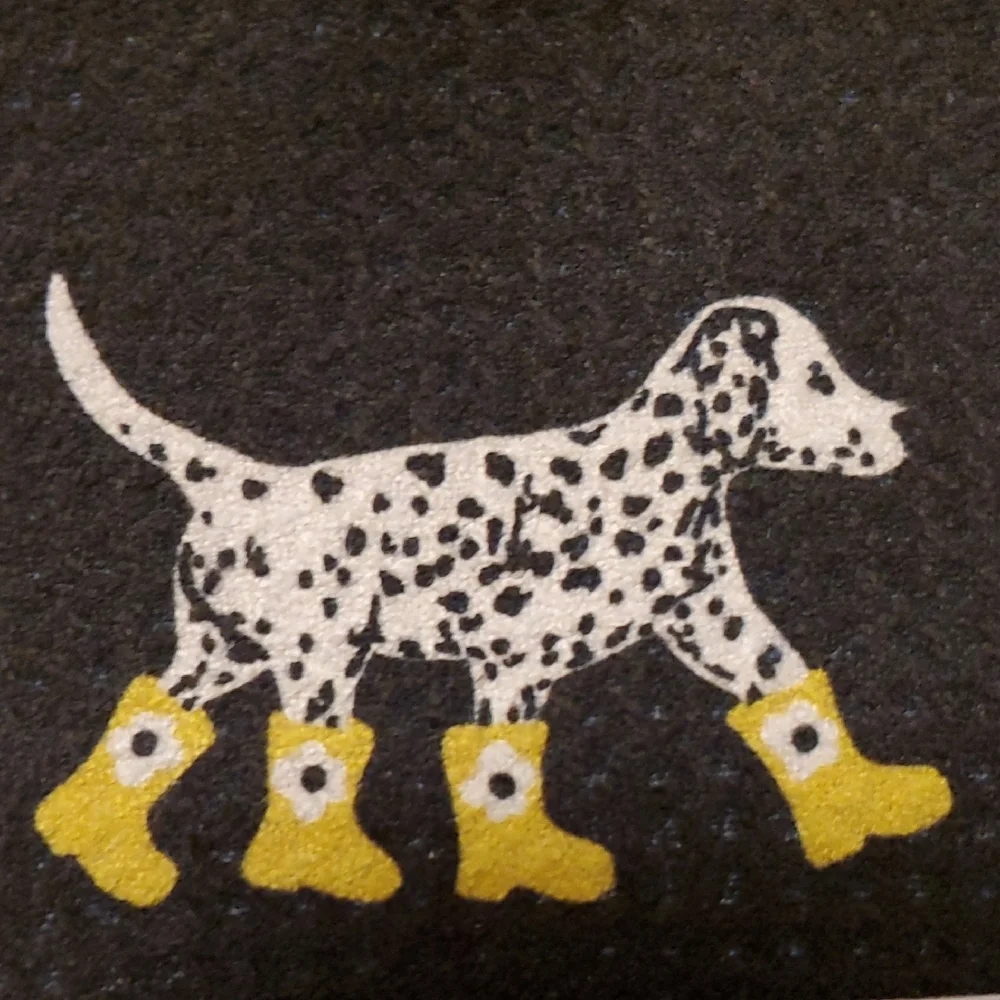 NWT Geometry Kitchen Tea Towel - Dalmatian in Yellow Boots Design